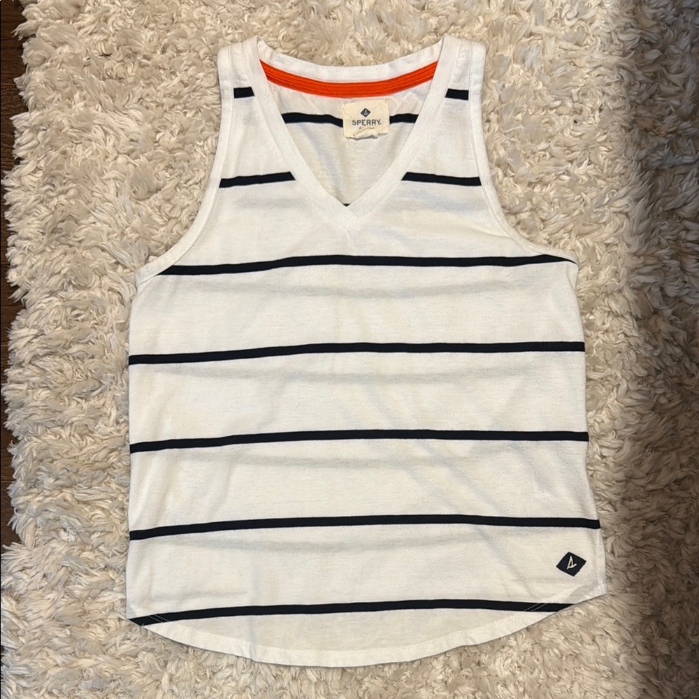 Sperry TopSider Women’s White and Navy Striped Tank Top